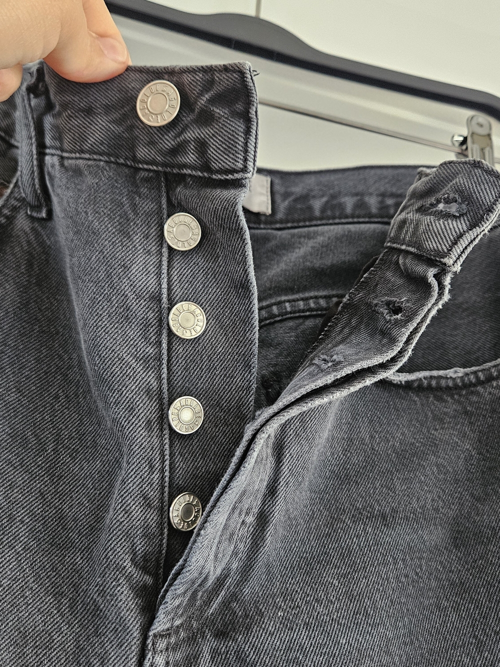 Agolde 90s Washed Black Straight-Leg Jeans Button Fly Sz 25 - Picture 4 of 6